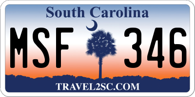 SC license plate MSF346