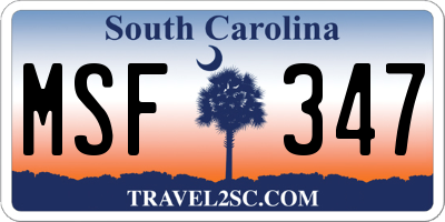 SC license plate MSF347