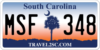 SC license plate MSF348