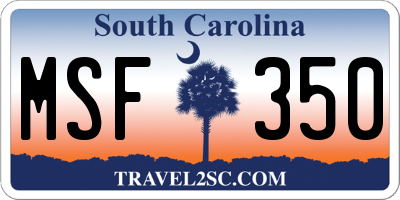 SC license plate MSF350