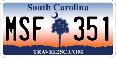 SC license plate MSF351
