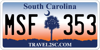 SC license plate MSF353