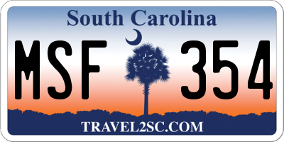 SC license plate MSF354