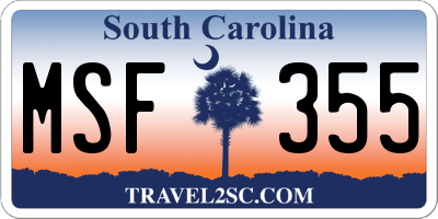 SC license plate MSF355
