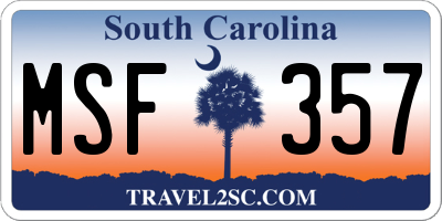 SC license plate MSF357