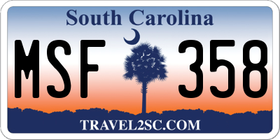 SC license plate MSF358