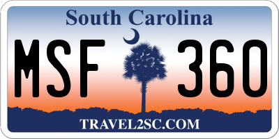 SC license plate MSF360