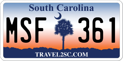 SC license plate MSF361