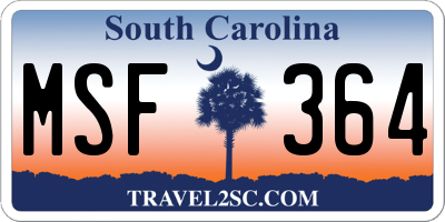 SC license plate MSF364