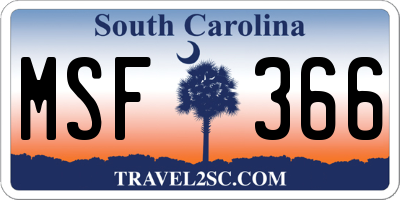 SC license plate MSF366