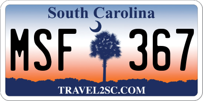 SC license plate MSF367