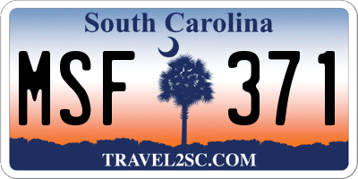SC license plate MSF371