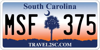 SC license plate MSF375