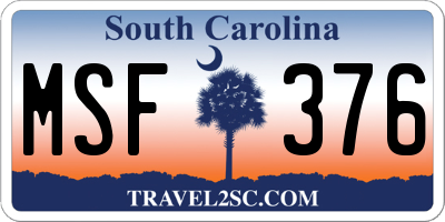 SC license plate MSF376