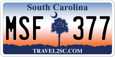 SC license plate MSF377