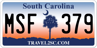 SC license plate MSF379
