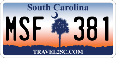 SC license plate MSF381