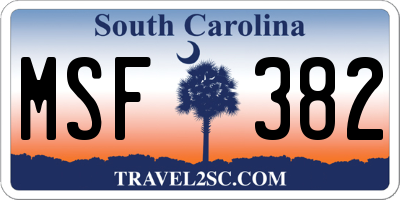 SC license plate MSF382