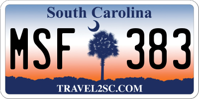 SC license plate MSF383
