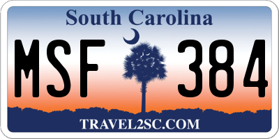 SC license plate MSF384