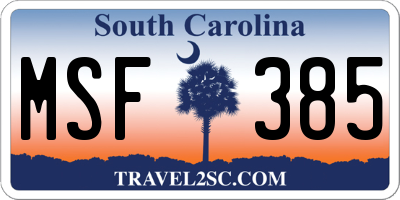 SC license plate MSF385