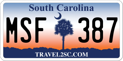SC license plate MSF387