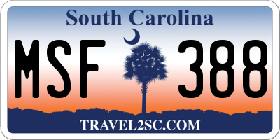 SC license plate MSF388
