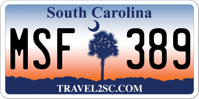 SC license plate MSF389