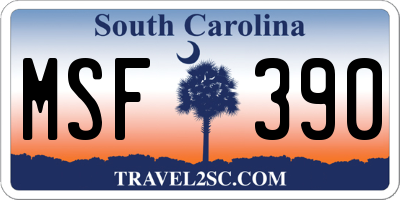 SC license plate MSF390