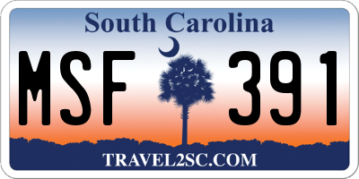 SC license plate MSF391