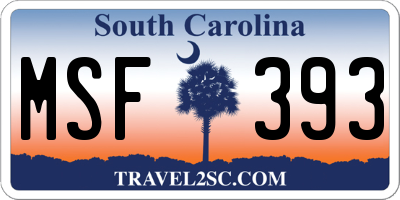 SC license plate MSF393