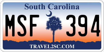 SC license plate MSF394