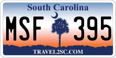 SC license plate MSF395