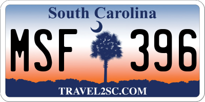 SC license plate MSF396
