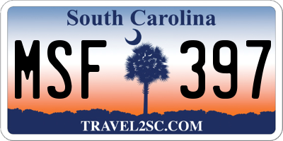 SC license plate MSF397
