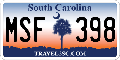 SC license plate MSF398