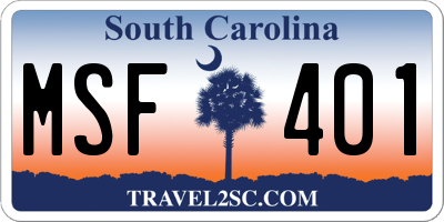 SC license plate MSF401