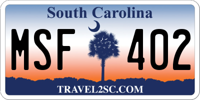 SC license plate MSF402