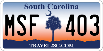 SC license plate MSF403