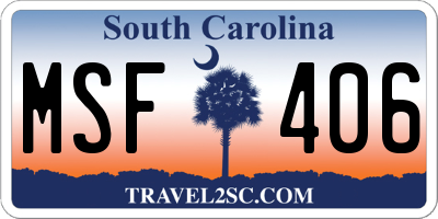 SC license plate MSF406