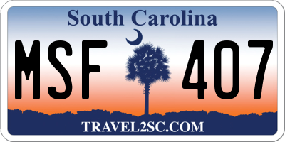 SC license plate MSF407