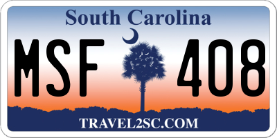 SC license plate MSF408