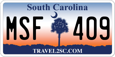 SC license plate MSF409
