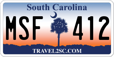 SC license plate MSF412