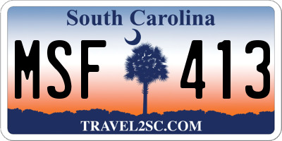 SC license plate MSF413