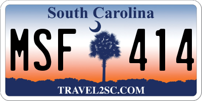 SC license plate MSF414