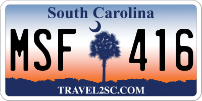 SC license plate MSF416