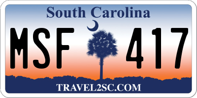 SC license plate MSF417