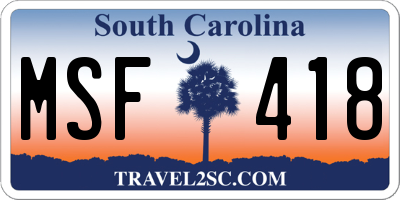 SC license plate MSF418