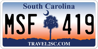 SC license plate MSF419